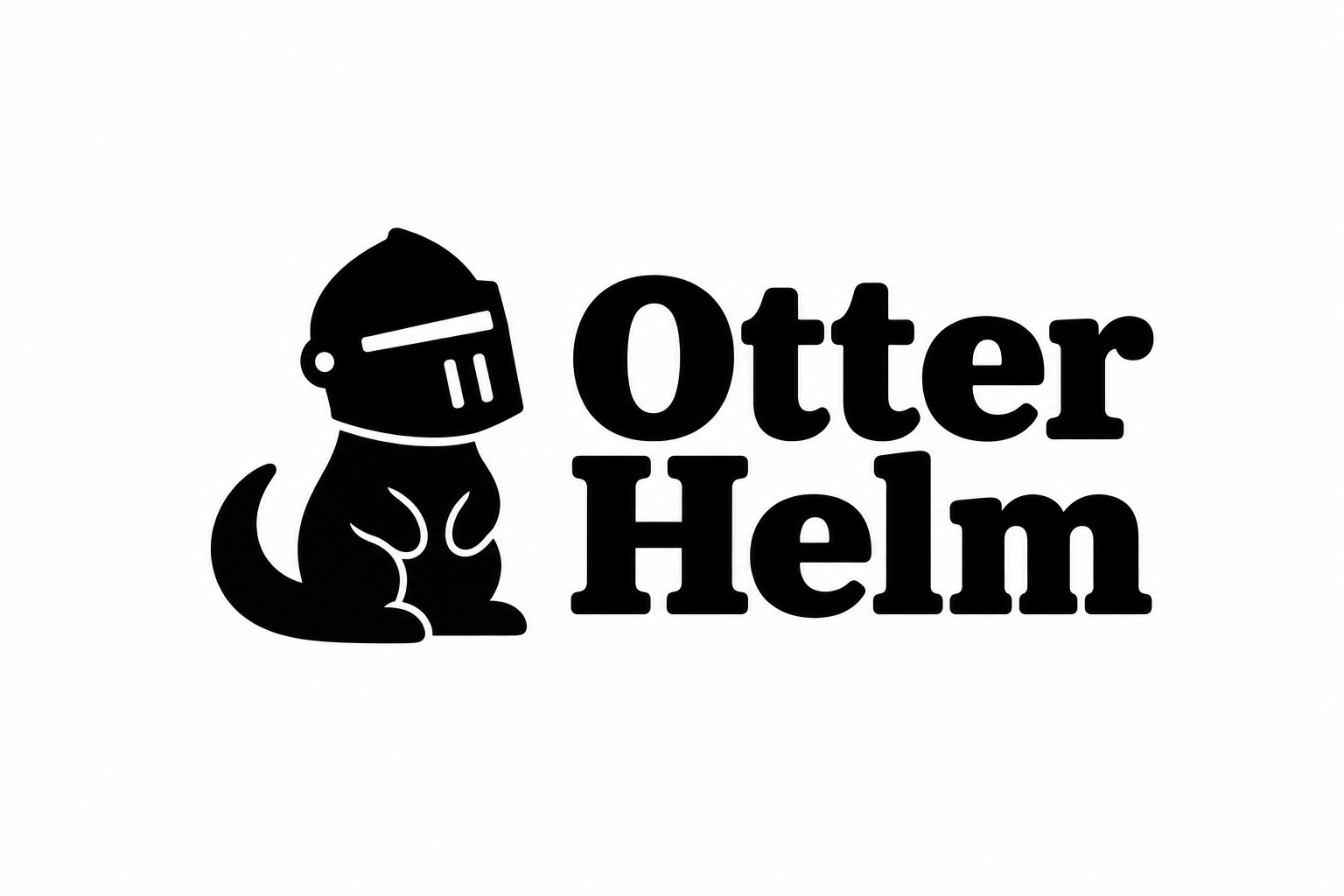 헬멧을 쓴 수달과 Otter Helm 로고